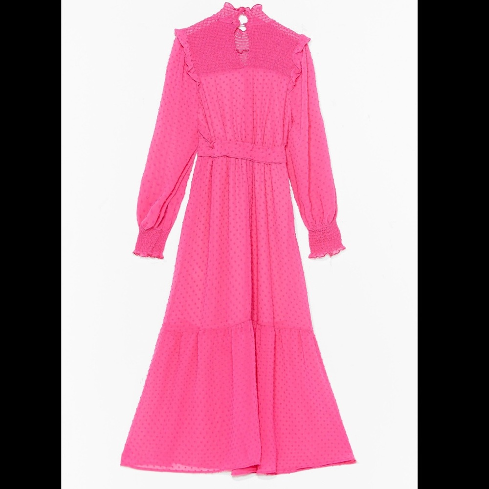 Dobby Shirred Midaxi Smock Dress